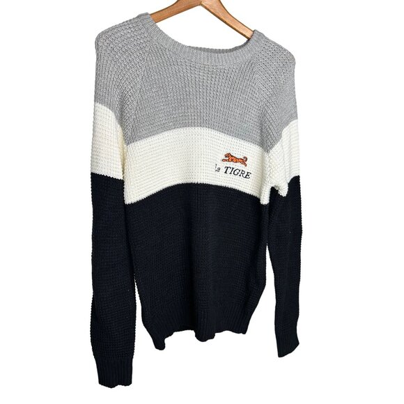 Le Tigre Mens Colorblock Sweater Embroidered Logo Crewneck Knit Sizes Small - XL - Picture 1 of 13
